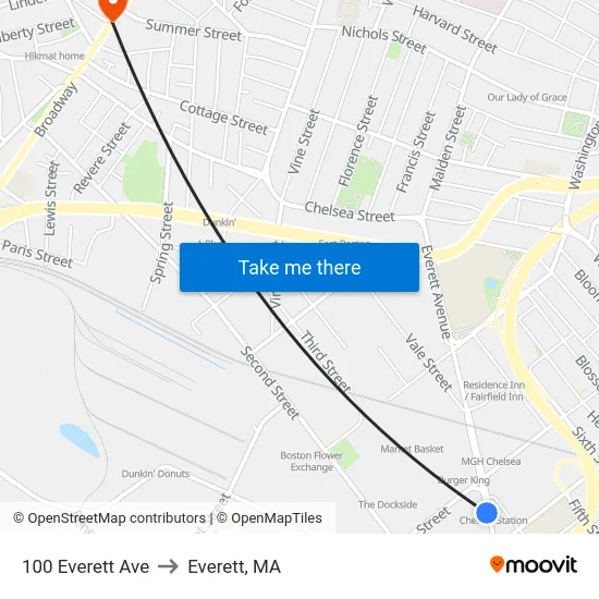 100 Everett Ave to Everett, MA map