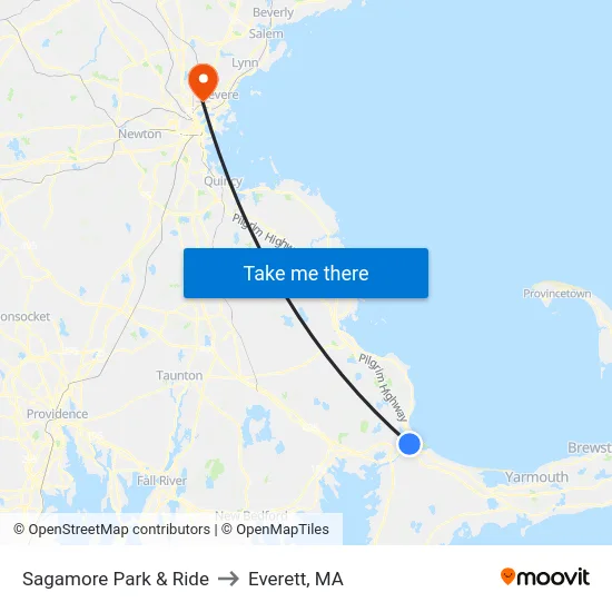 Sagamore Park & Ride to Everett, MA map