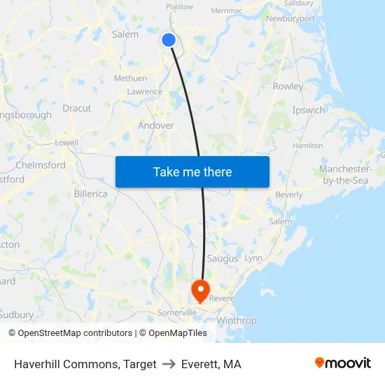 Haverhill Commons, Target to Everett, MA map