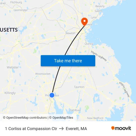 1 Corliss at Compassion Ctr to Everett, MA map