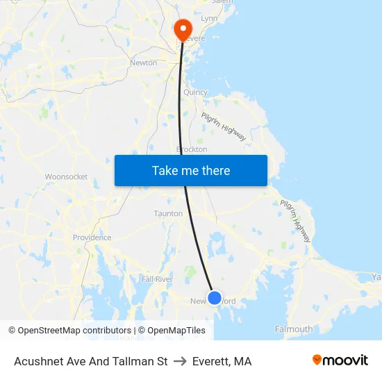 Acushnet Ave And Tallman St to Everett, MA map