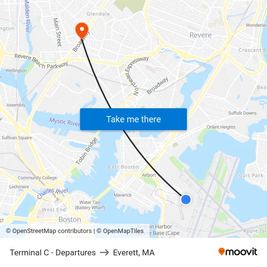 Terminal C - Departures to Everett, MA map