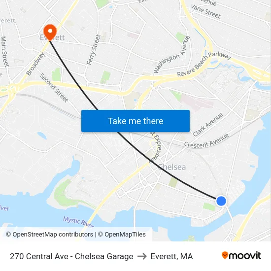 270 Central Ave - Chelsea Garage to Everett, MA map