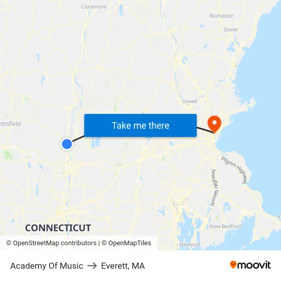 Academy Of Music to Everett, MA map