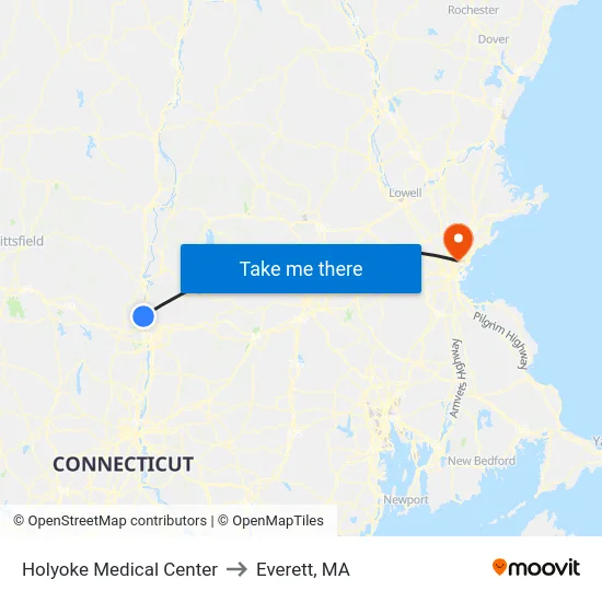 Holyoke Medical Center to Everett, MA map