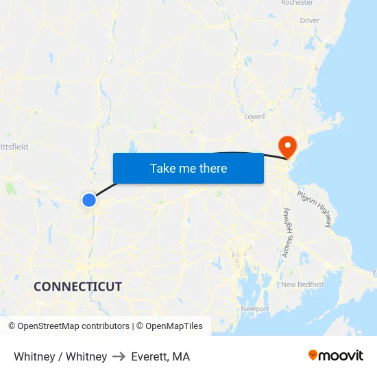 Whitney / Whitney to Everett, MA map