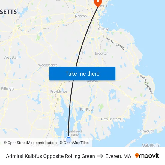Admiral Kalbfus Opposite Rolling Green to Everett, MA map