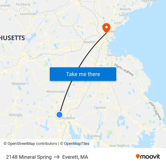 2148 Mineral Spring to Everett, MA map