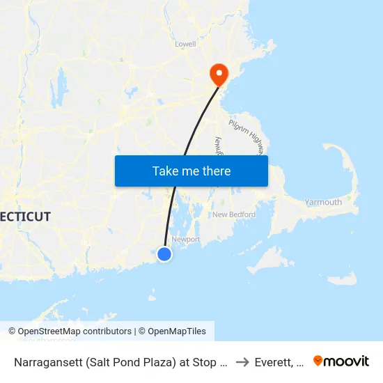 Narragansett (Salt Pond Plaza) at Stop & Shop to Everett, MA map