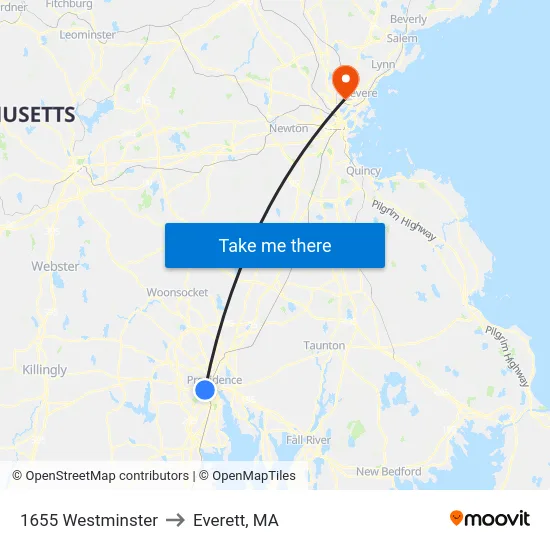 1655 Westminster to Everett, MA map