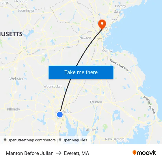 Manton Before Julian to Everett, MA map
