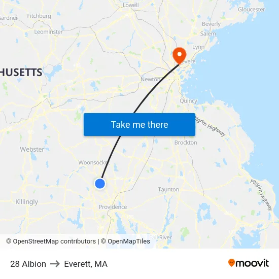 28 Albion to Everett, MA map