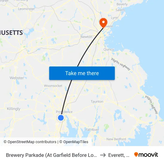 Brewery Parkade (At Garfield Before Lowe'S) to Everett, MA map