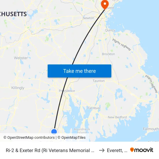 Ri-2 & Exeter Rd (Ri Veterans Memorial Cemetery) to Everett, MA map