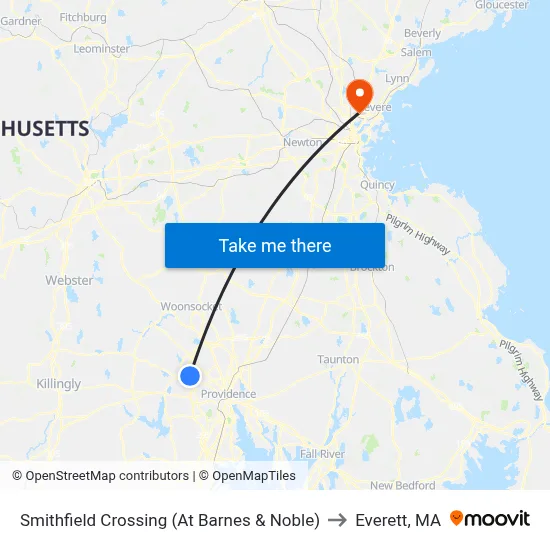 Smithfield Crossing (At Barnes & Noble) to Everett, MA map