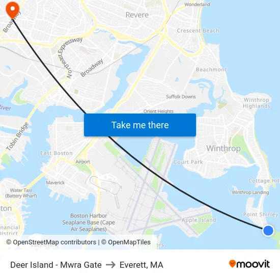 Deer Island - Mwra Gate to Everett, MA map