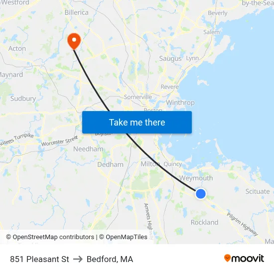 851 Pleasant St to Bedford, MA map