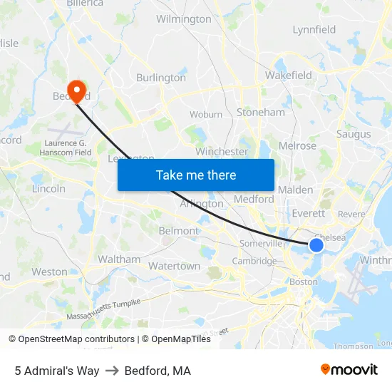 5 Admiral's Way to Bedford, MA map