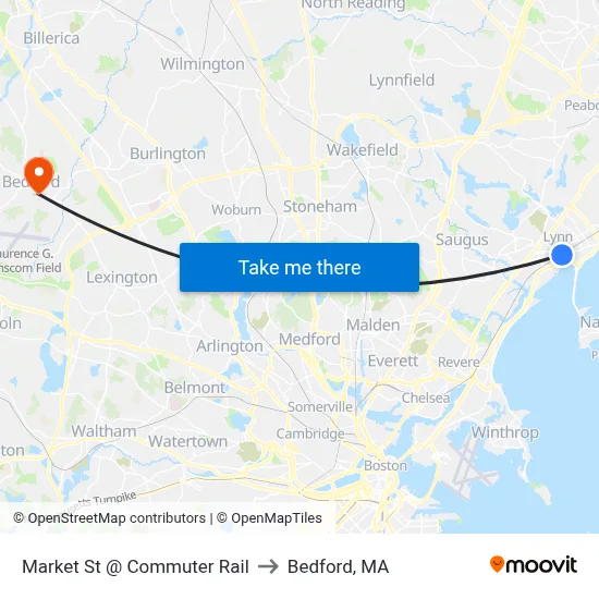 Market St @ Commuter Rail to Bedford, MA map