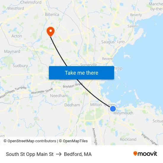 South St Opp Main St to Bedford, MA map