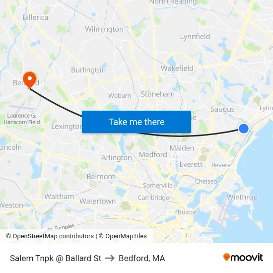 Salem Tnpk @ Ballard St to Bedford, MA map