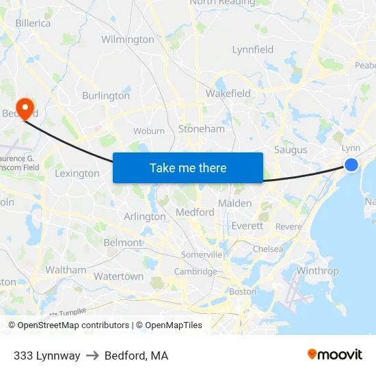 333 Lynnway to Bedford, MA map