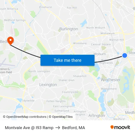 Montvale Ave @ I93 Ramp to Bedford, MA map