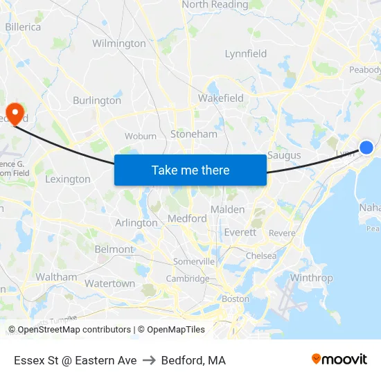 Essex St @ Eastern Ave to Bedford, MA map