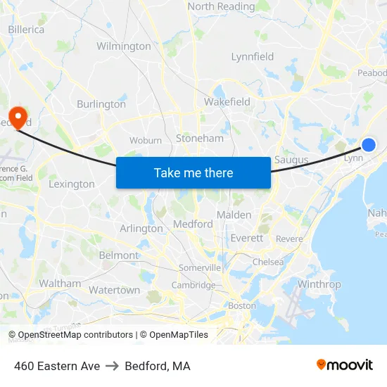 460 Eastern Ave to Bedford, MA map