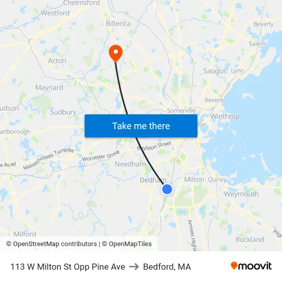113 W Milton St Opp Pine Ave to Bedford, MA map