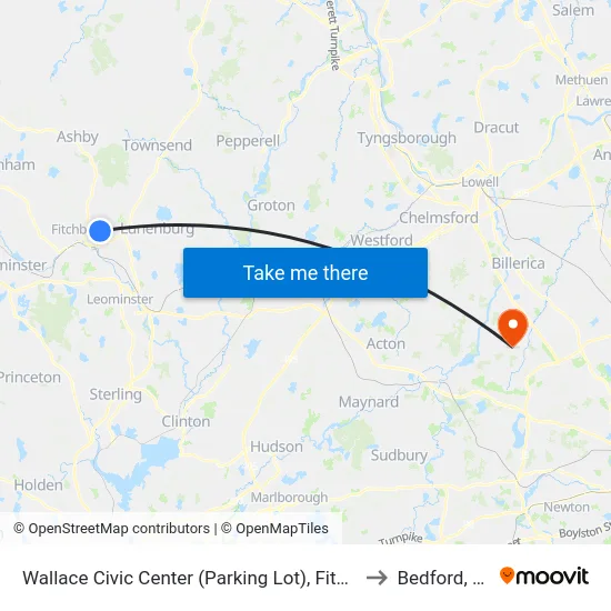 Wallace Civic Center (Parking Lot), Fitchburg to Bedford, MA map