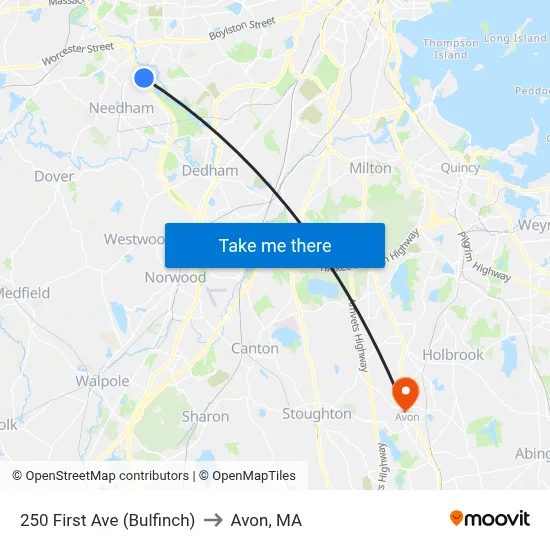 250 First Ave  (Bulfinch) to Avon, MA map