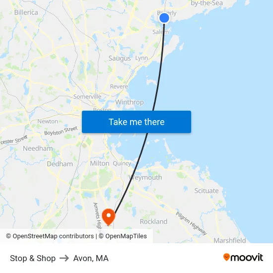 Stop & Shop to Avon, MA map