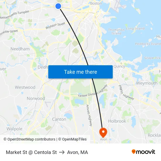 Market St @ Centola St to Avon, MA map