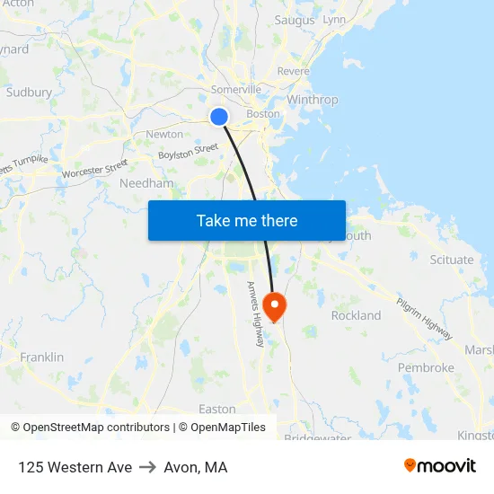 125 Western Ave to Avon, MA map