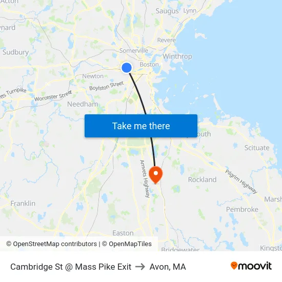 Cambridge St @ Mass Pike Exit to Avon, MA map
