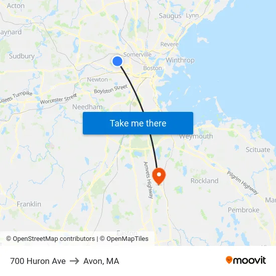 700 Huron Ave to Avon, MA map