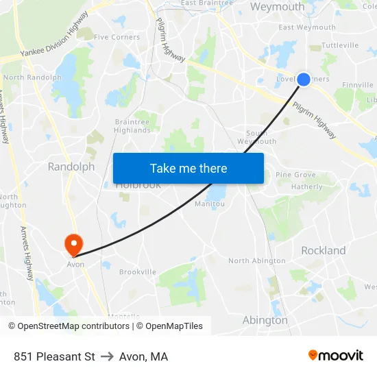 851 Pleasant St to Avon, MA map