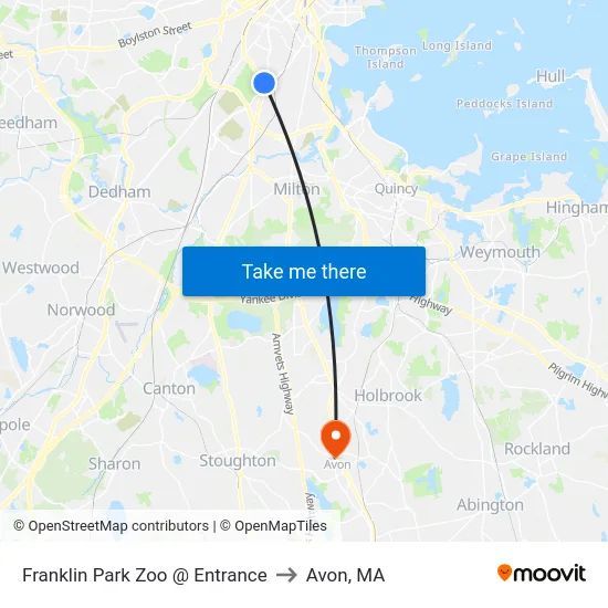 Franklin Park Zoo @ Entrance to Avon, MA map
