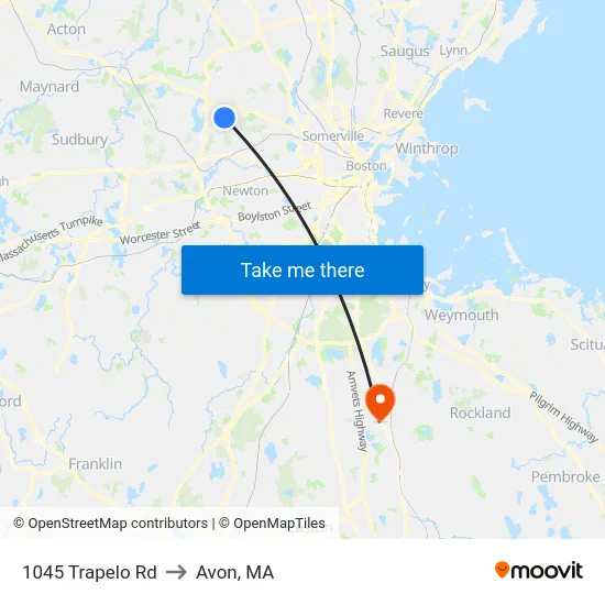 1045 Trapelo Rd to Avon, MA map