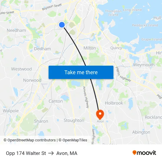 Opp 174 Walter St to Avon, MA map
