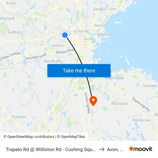 Trapelo Rd @ Williston Rd - Cushing Square to Avon, MA map