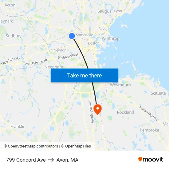 799 Concord Ave to Avon, MA map