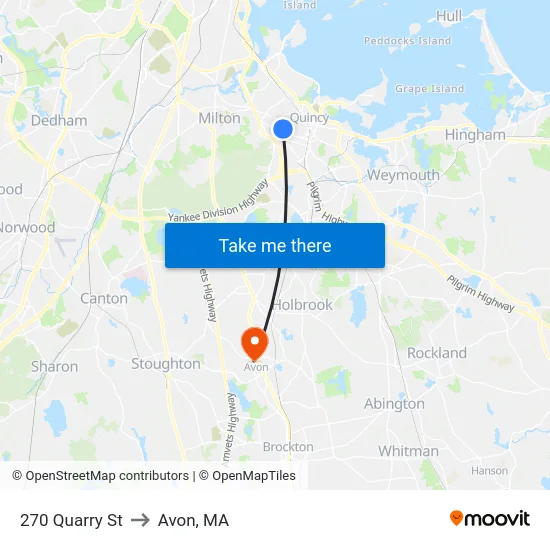 270 Quarry St to Avon, MA map
