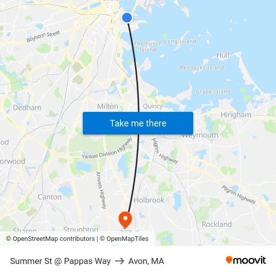 Summer St @ Pappas Way to Avon, MA map