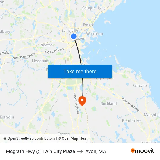Mcgrath Hwy @ Twin City Plaza to Avon, MA map