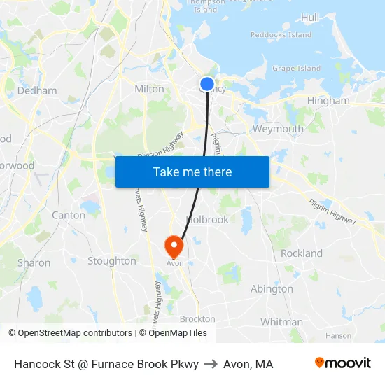 Hancock St @ Furnace Brook Pkwy to Avon, MA map