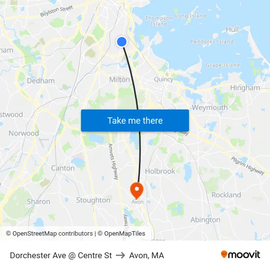 Dorchester Ave @ Centre St to Avon, MA map