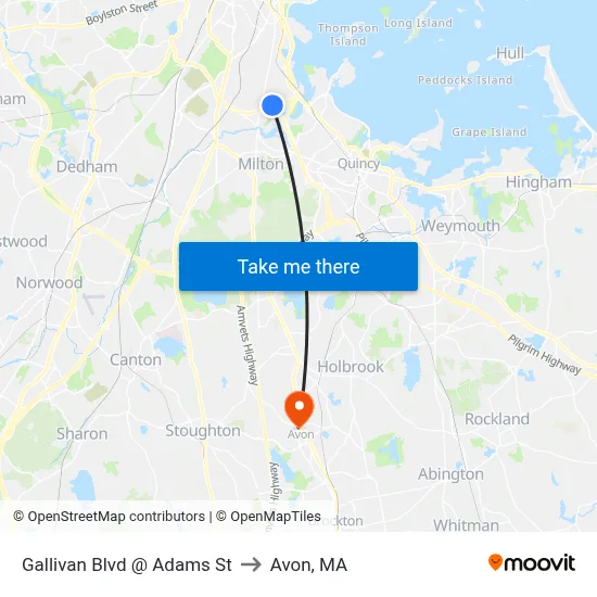 Gallivan Blvd @ Adams St to Avon, MA map