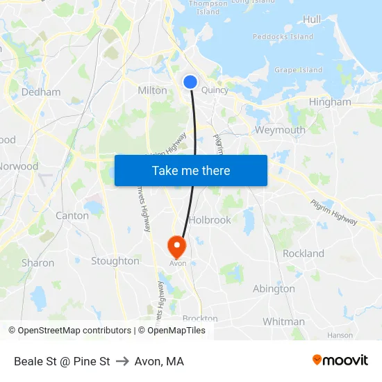 Beale St @ Pine St to Avon, MA map